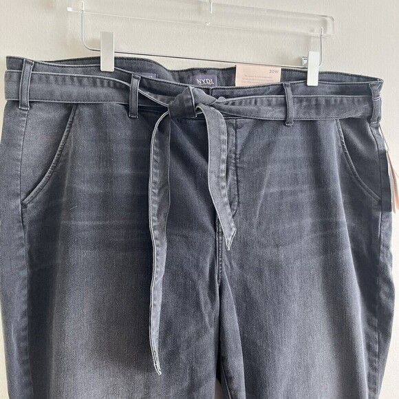 NYDJ Columbia Marilyn Tie Waist Straight Leg Pants Jeans Gray Stretch Size 20W - Picture 5 of 14